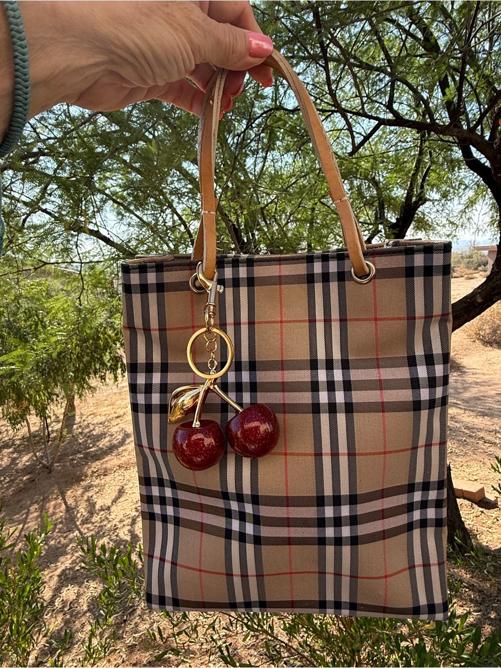 Burberry Tote with Cherry Charm